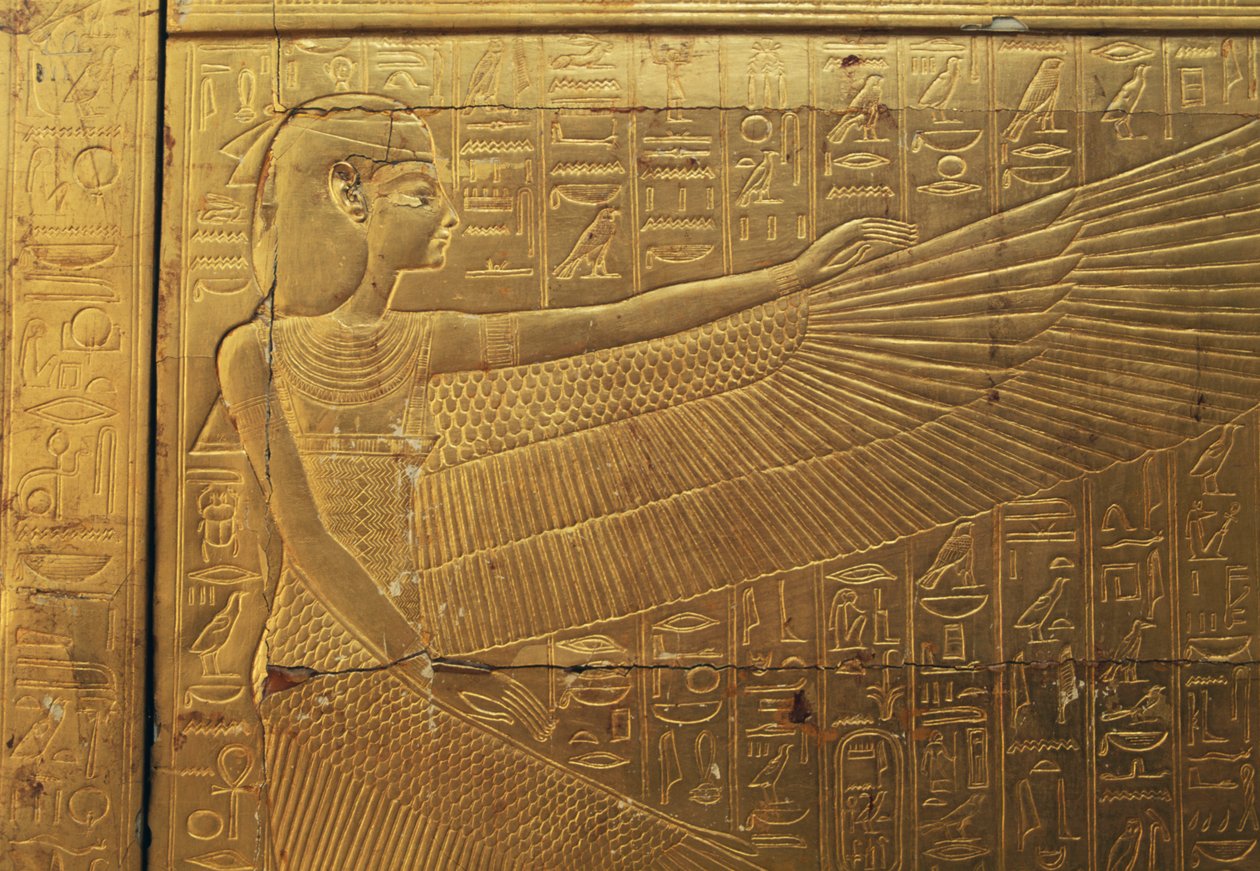 Relief auf der Rückseite des äußeren Panels der zweiten Grabkapelle, Schatzkammer von Tutanchamun, Ägypten, Ägyptische Zivilisation, Neues Reich, 18. Dynastie von Egyptian 18th Dynasty