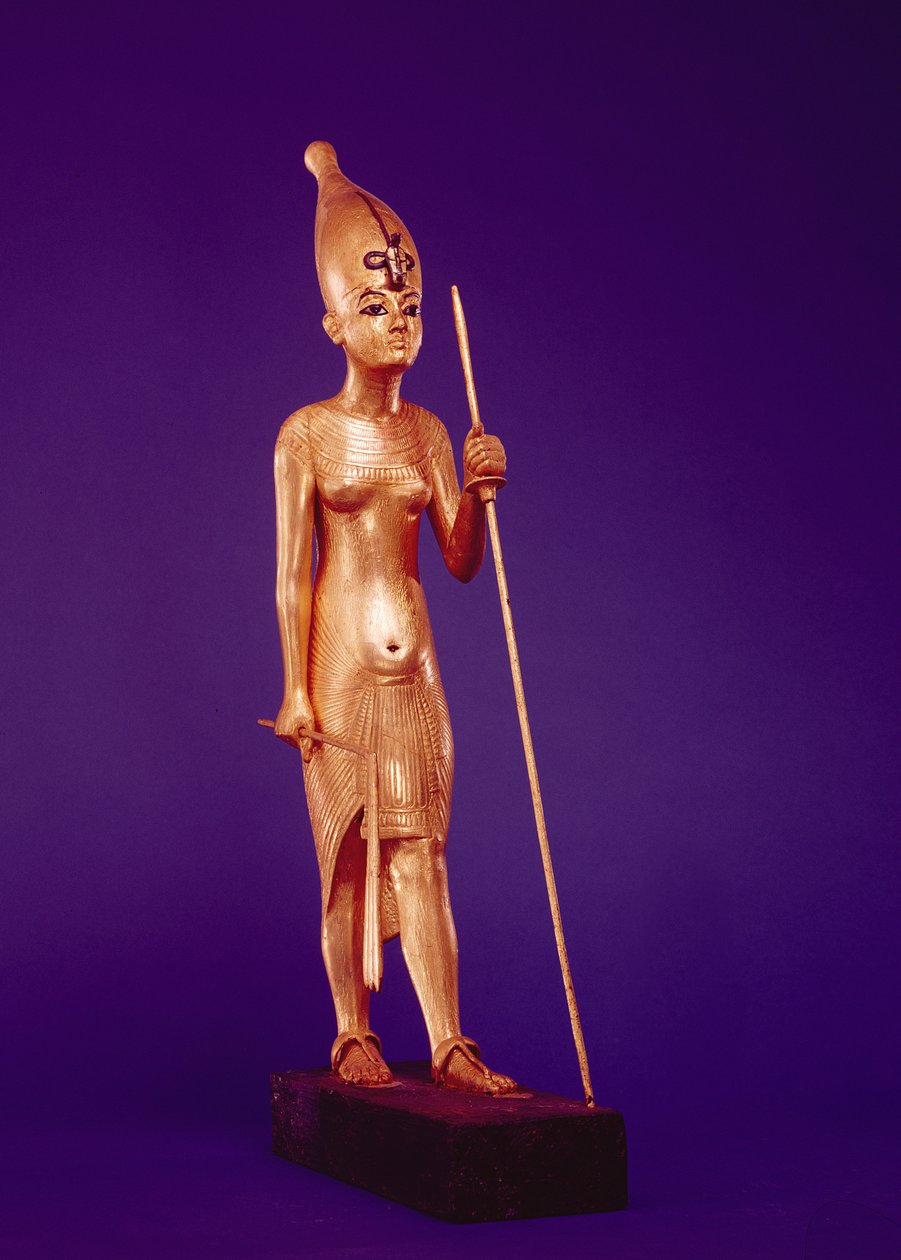 Statuette des Königs, aus dem Grab von Tutanchamun (ca. 1370-1352 v. Chr.) Neues Reich (vergoldetes Holz) von Egyptian 18th Dynasty
