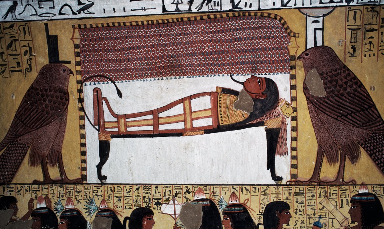 Die Bestattung des Verstorbenen, Wandmalerei, Grab von Sennedjem, Tal der Könige, Luxor, Theben (UNESCO-Welterbestätte) von Egyptian 18th Dynasty