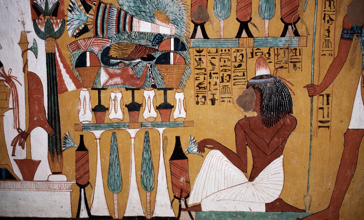 Wandmalerei, Grab von Sennedjem, Tal der Könige, Luxor, Theben (UNESCO-Welterbestätte) von Egyptian 18th Dynasty