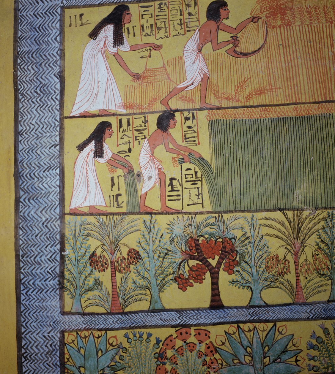 Detail einer Ernteszene an der Ostwand, aus dem Grab von Sennedjem, Das Arbeiterdorf, Neues Reich von Egyptian 19th Dynasty