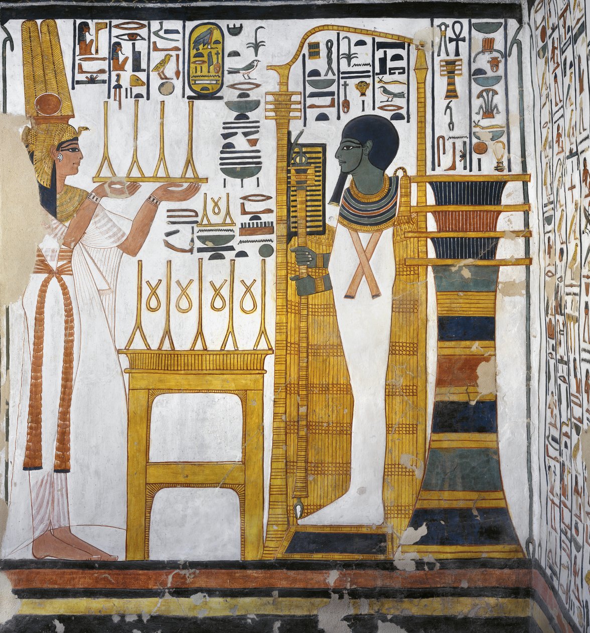 Nefertari bringt ein Leinenopfer für Ptah dar (Detail) von Egyptian 19th Dynasty