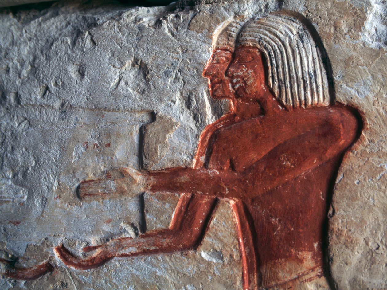 Relief, das Träger darstellt, Leteyas Grab, Saqqara, Ägypten, ägyptische Zivilisation, Neues Reich, Dynastie XIX von Egyptian 19th Dynasty