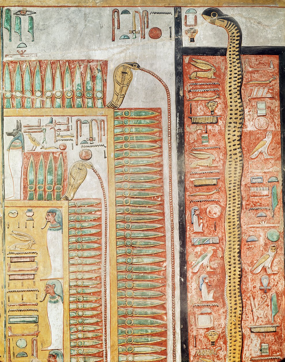 Relief, das den Weg zeigt, den die Toten ins Jenseits überqueren müssen, aus dem Grab von Sethos I. (ca. 1294-1279 v. Chr.) Neues Reich von Egyptian 19th Dynasty