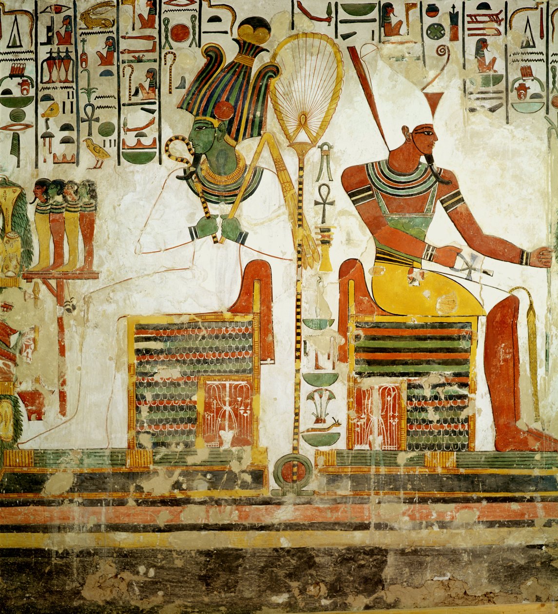 Die Götter Osiris und Atum, aus dem Grab von Nefertari, Neues Reich (Wandmalerei) von Egyptian 19th Dynasty