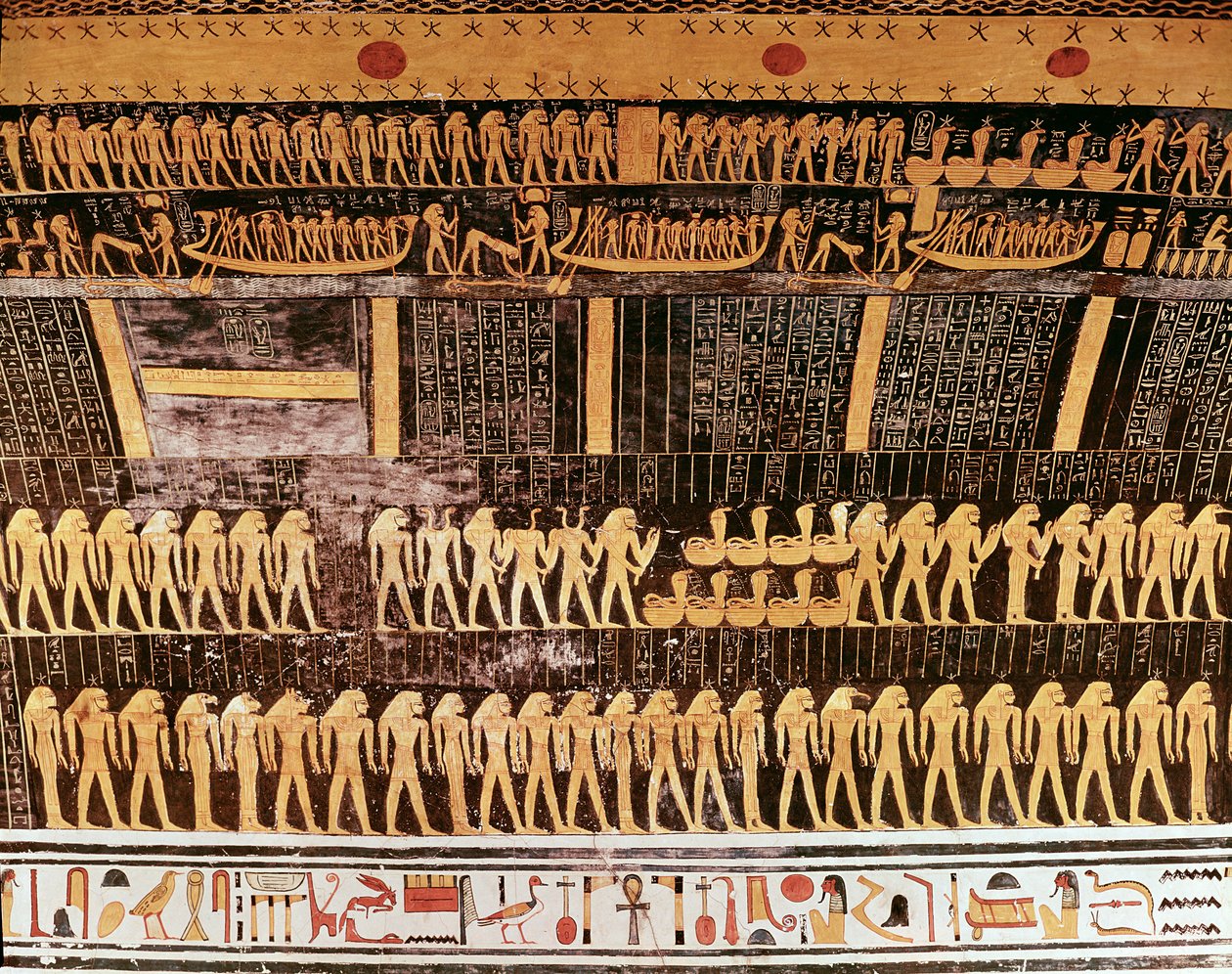 Detail aus dem Buch des Tages von der Decke der Grabkammer des Grabes von Ramses VI. (r.1143-1136 v. Chr.) Neues Reich von Egyptian 20th Dynasty