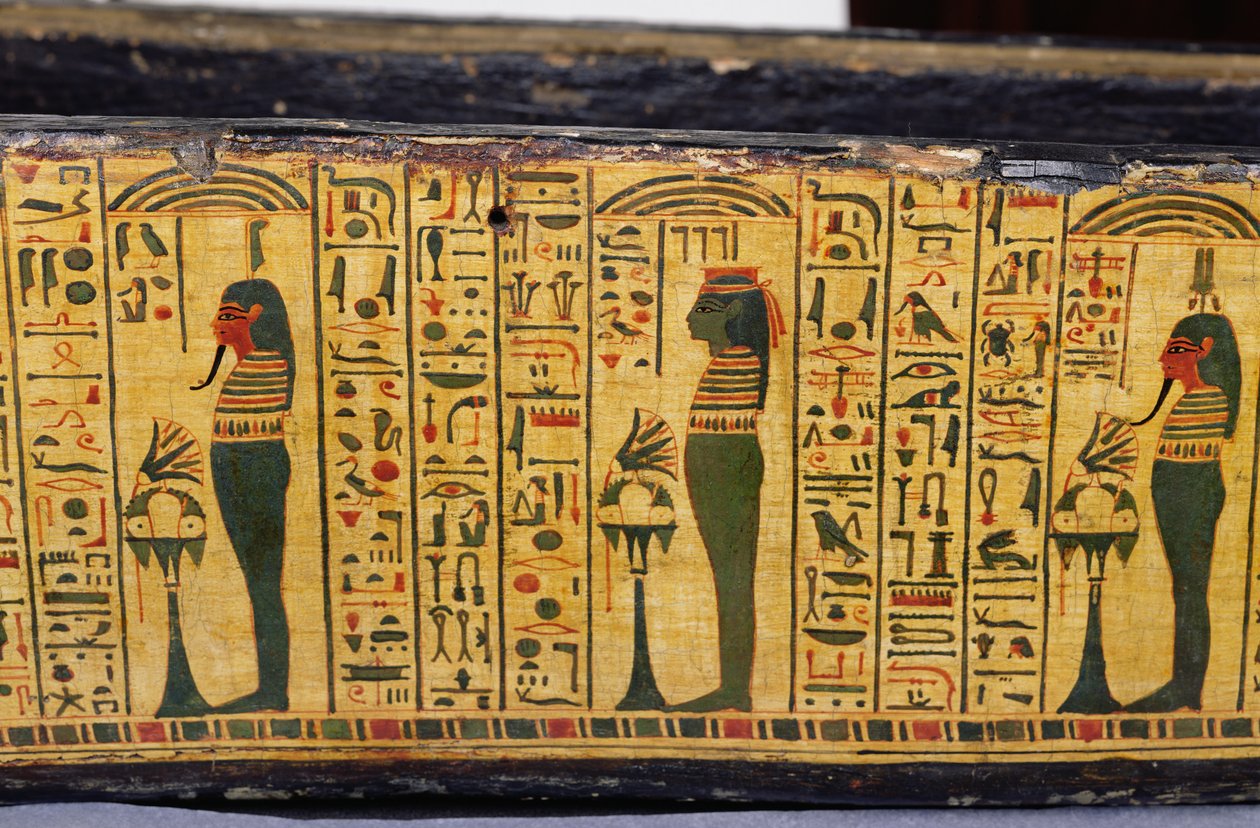 Detail der äußeren Sargbasis der Mumie von Nesyamun, möglicherweise gefunden in Deir El-Bahri, Neues Reich, ca. 1100 v. Chr. (bemaltes Holz) von Egyptian 20th Dynasty