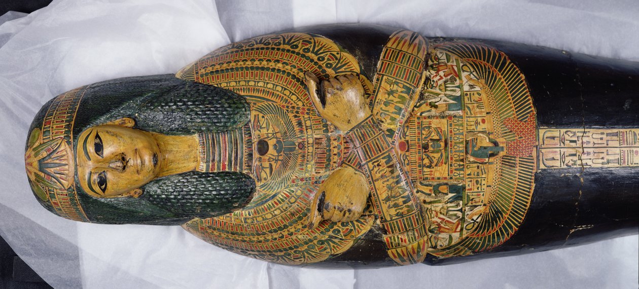 Innerer Deckel der Mumie von Nesyamun, möglicherweise gefunden in Deir El-Bahri, Neues Reich, ca. 1100 v. Chr. (Detail) von Egyptian 20th Dynasty