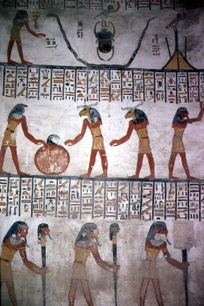 Wandgemälde aus Kammer I im Grab von Ramses VI, Neues Reich (ca. 1145-1137 v. Chr.) von Egyptian 20th Dynasty