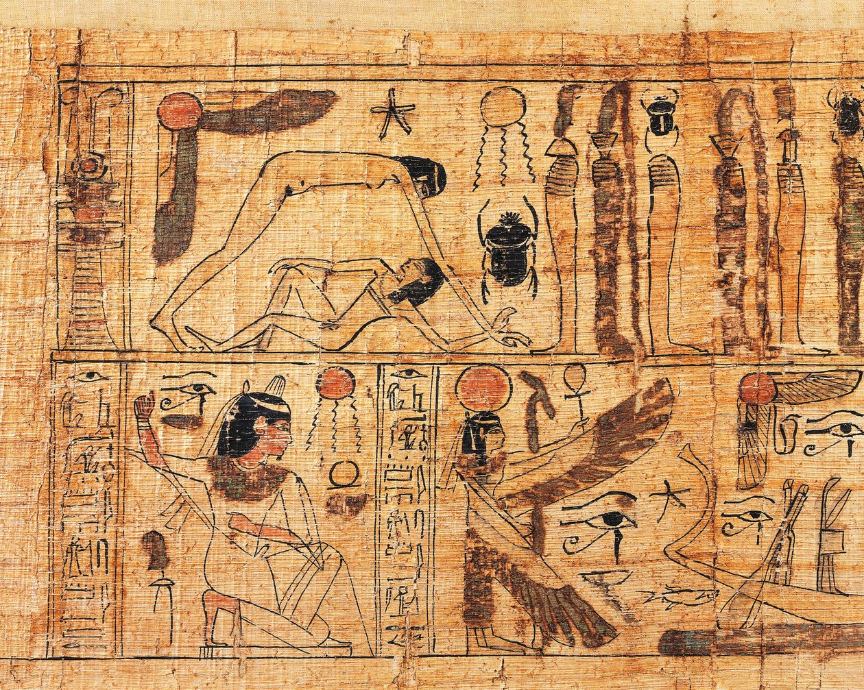 Totenpapyrus von Serimen, Priester von Amon, Detail der Schöpfung der Welt, Trennung von Geb und Nut von Egyptian 21st Dynasty