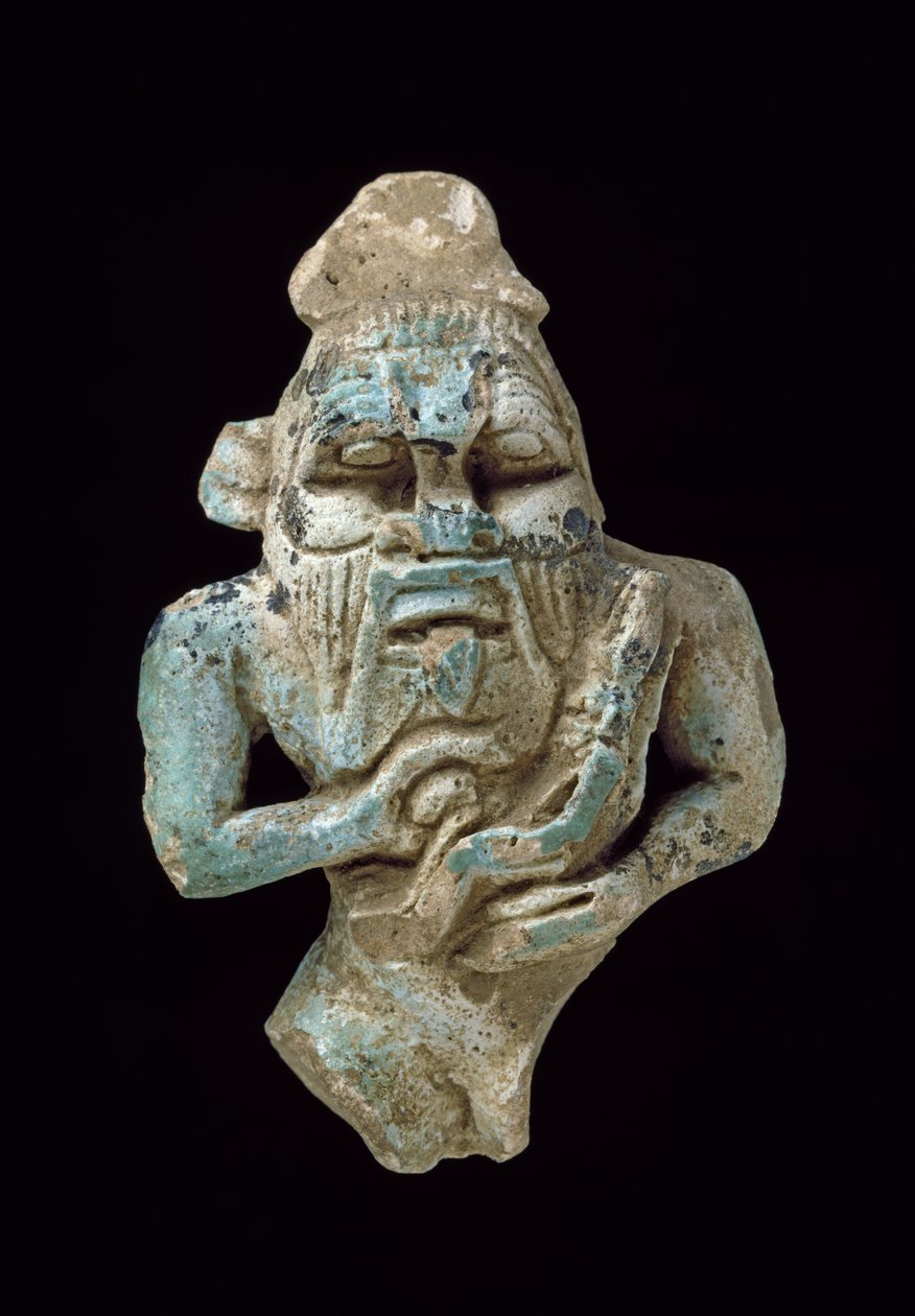 Fayence-Amulett des Bes, der einen Horus stillt, ca. 770-715 v. Chr. von Egyptian 25th Dynasty