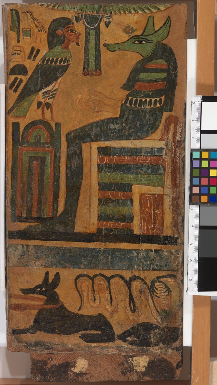 Anubis und die Seele des Verstorbenen, von einem Sarkophag von Egyptian 26th Dynasty
