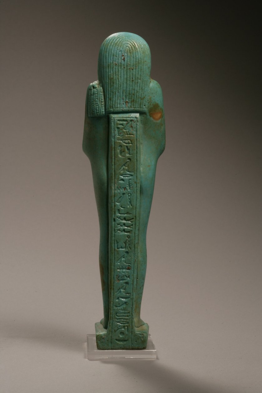 Rückansicht einer Uschebti-Figur für Hekaemsaf, Admiral der Flotte, Regierungszeit von Amasis, 570-526 v. Chr. (Faience) von Egyptian 26th Dynasty