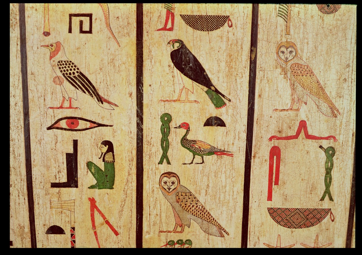 Der Sarkophag von Psamtik I (664-610 v. Chr.) Detail der Hieroglyphen, Spätzeit von Egyptian 26th Dynasty