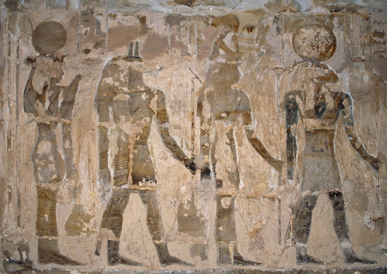 Wandmalereien, Tempel von Ain El Meftla, Bahariya-Oase, Gizeh, Ägypten, 26. Dynastie (663-525 v. Chr.) von Egyptian 26th Dynasty