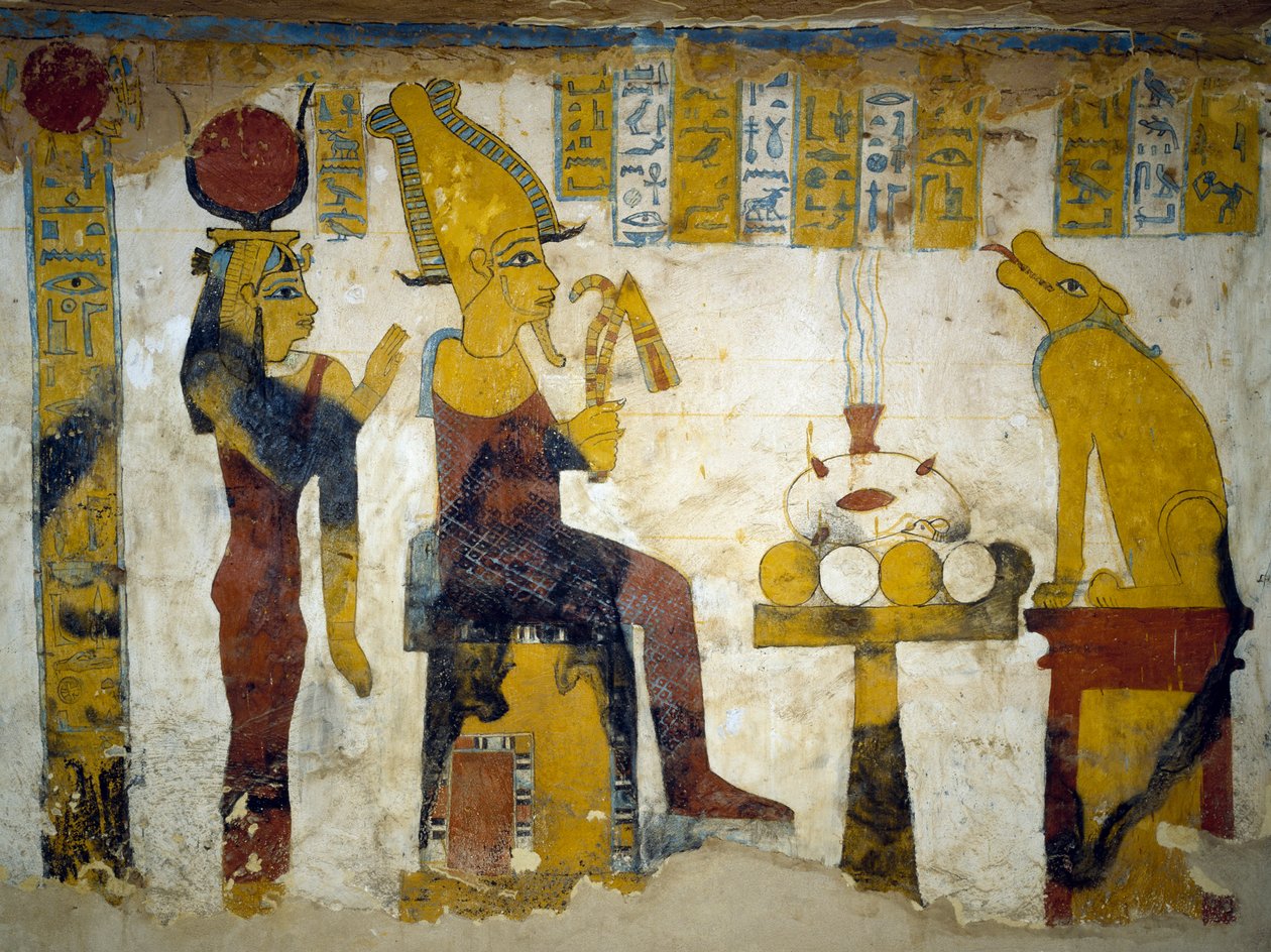 Wandmalereien aus der Grabkammer des Grabes von Pa Nentwy von Egyptian 26th Dynasty