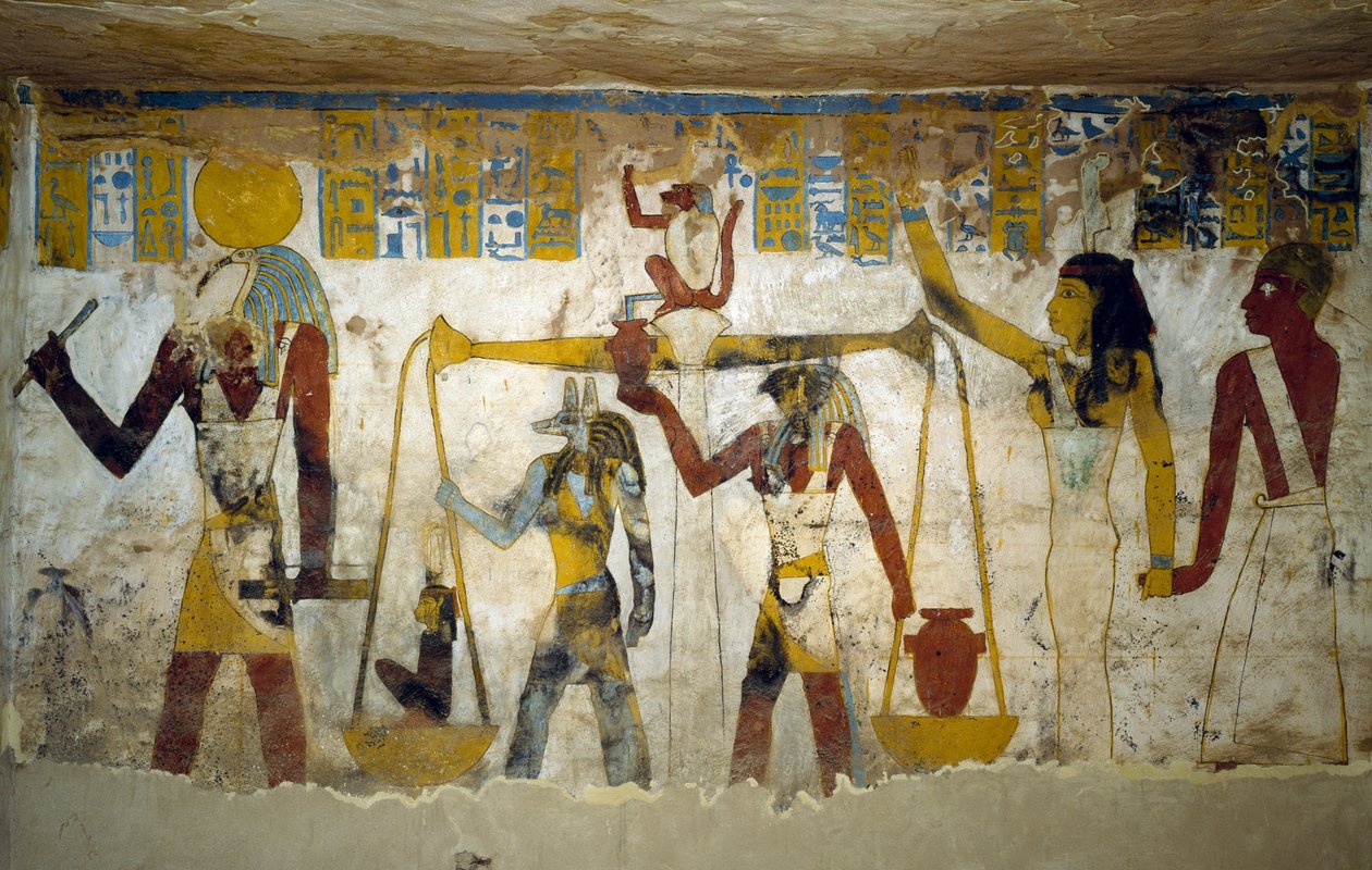 Wandmalereien aus der Grabkammer des Grabes von Pa Nentwy, Bahariya-Oase, Gizeh, Ägypten. Ägyptische Zivilisation, 26. Dynastie, 663-525 v. Chr. von Egyptian 26th Dynasty