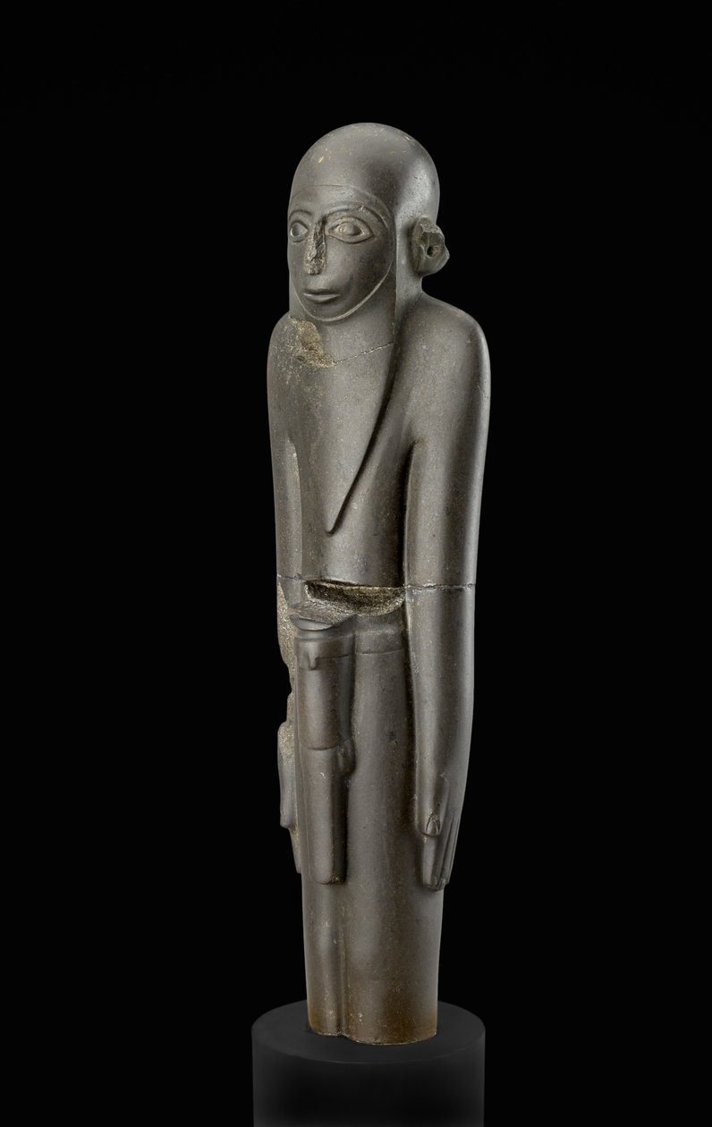 Statue eines bärtigen Mannes mit Kappe und Gürtel mit Penisscheide, zugeschrieben der protodynastischen Periode (ca. 2900-2650 v. Chr.) von Egyptian 2nd Dynasty