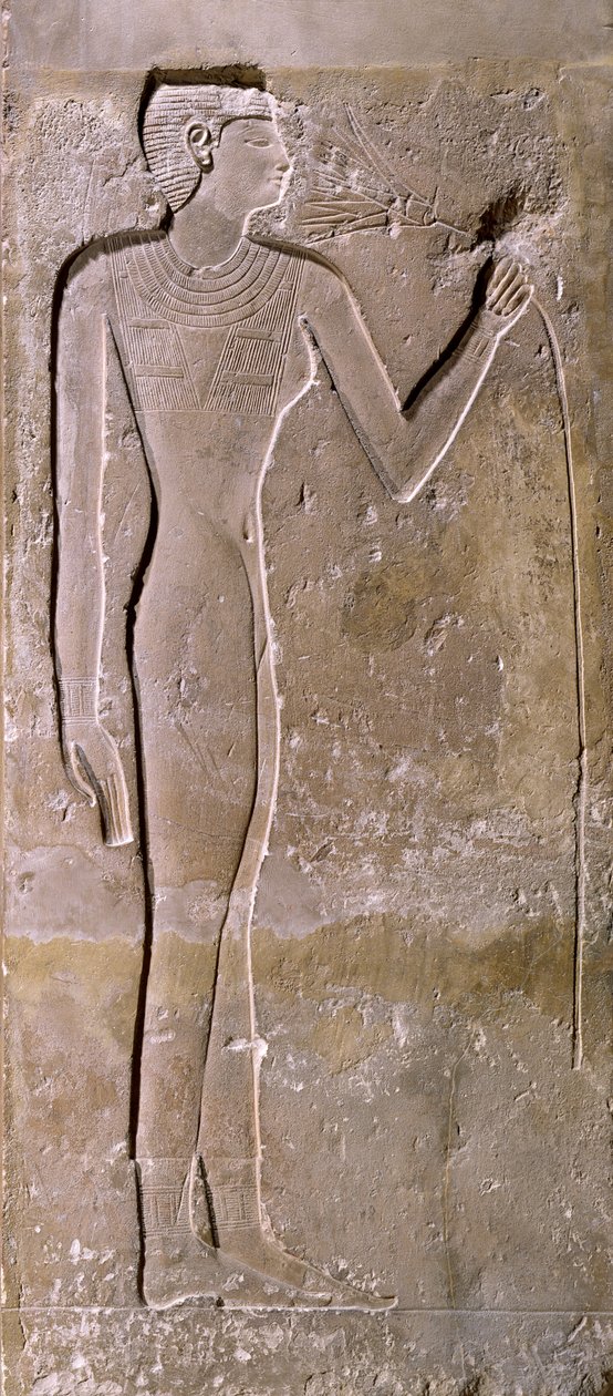 Säule, die eine Frau darstellt, die an einer Lotusblume riecht, Altes Reich, 2423-2263 v. Chr. von Egyptian 5th Dynasty