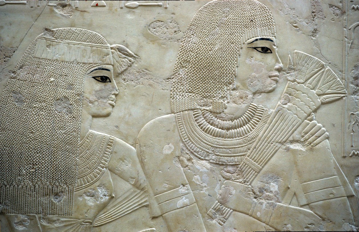 Altes Ägypten, Malerei/Gravur, Ramose und seine Frau, Gouverneur von Theben, Tal der Adligen, Grab von Ramose von Egyptian Egyptian