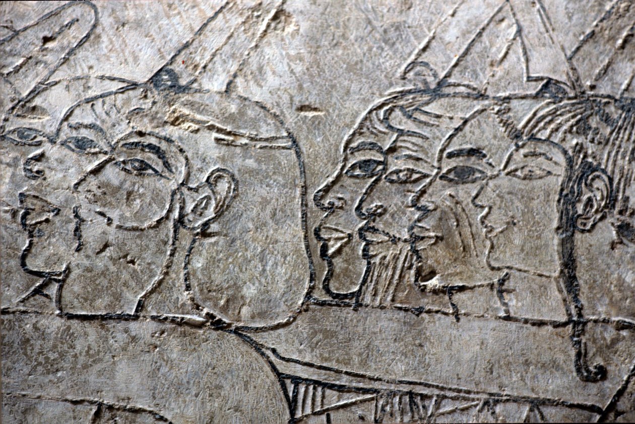 Altes Ägypten, Wandmalerei, asiatische Gefangene, Amarna-Stil, Grab von Ramose, Tal der Adligen, Theben von Egyptian Egyptian