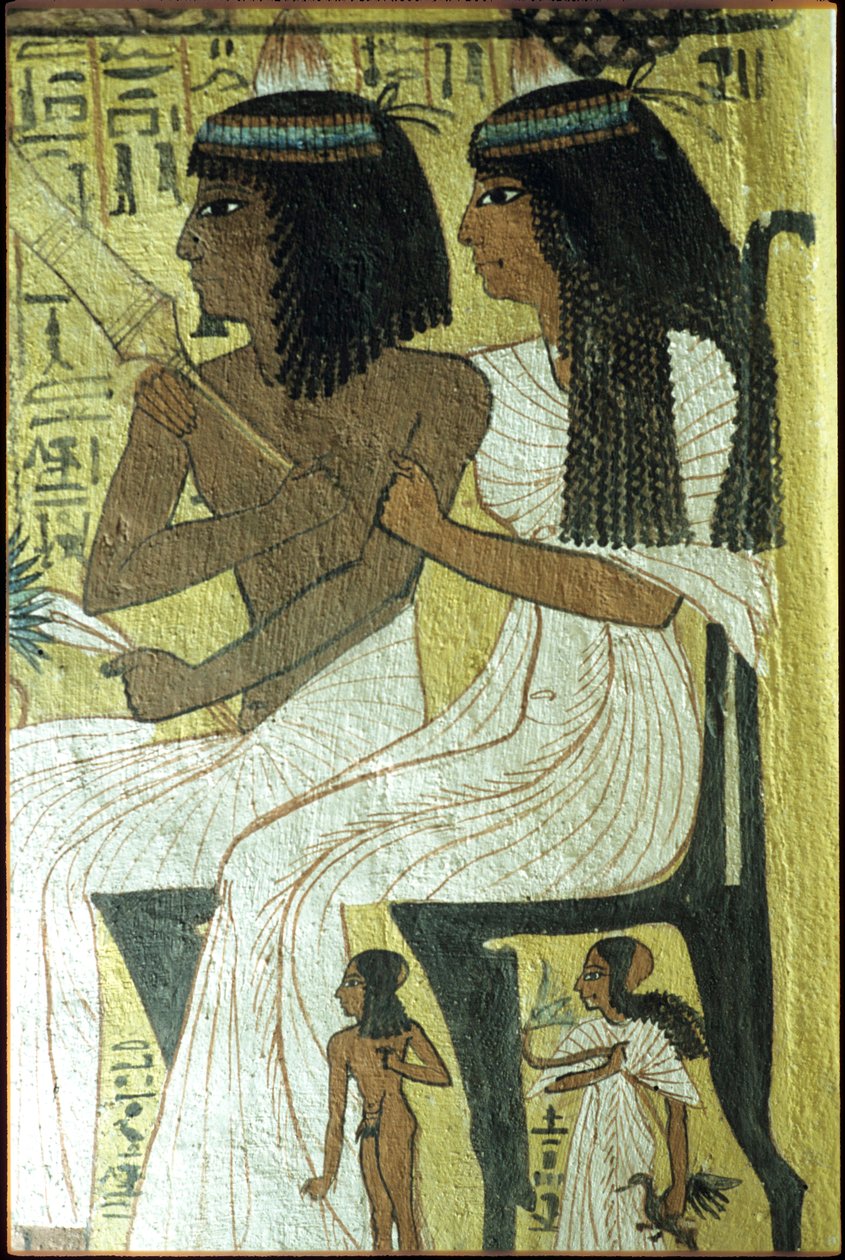 Altes Ägypten, Wandmalerei, Grab von Sennedjem, Grab der Adligen, Theben, Deir el Medina von Egyptian Egyptian