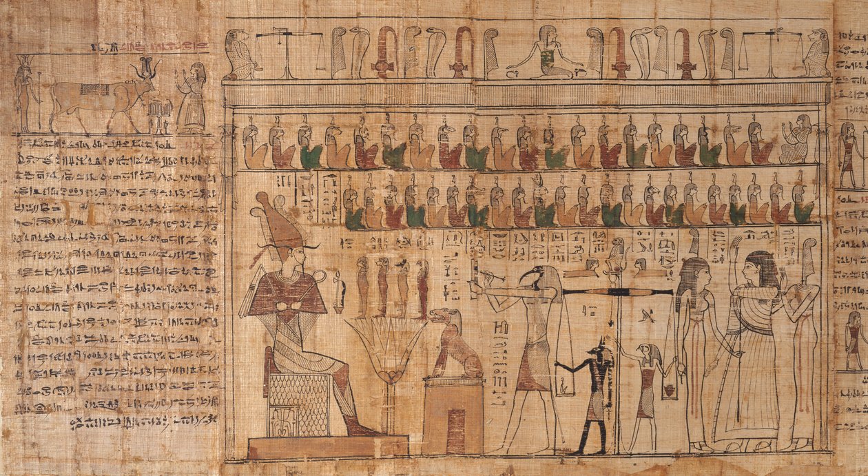 Tsekhons Buch der Toten, Detail, das Wiegen der Seelen (Psychostase), -664 bis -332 von Egyptian Egyptian