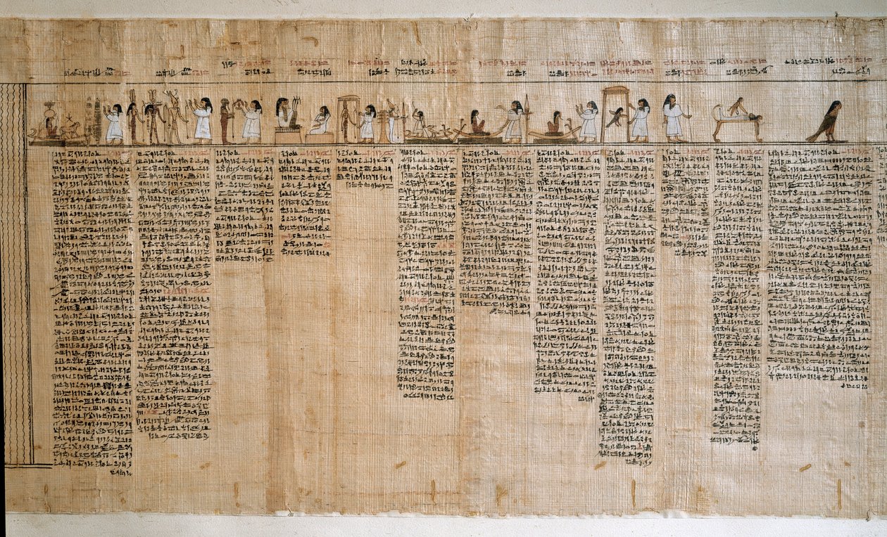 Ägyptische Antiquität: Papyrus eines Totenbuchs. Ptolemäische Zeit. Turin, Ägyptisches Museum von Egyptian Ptolemaic Period