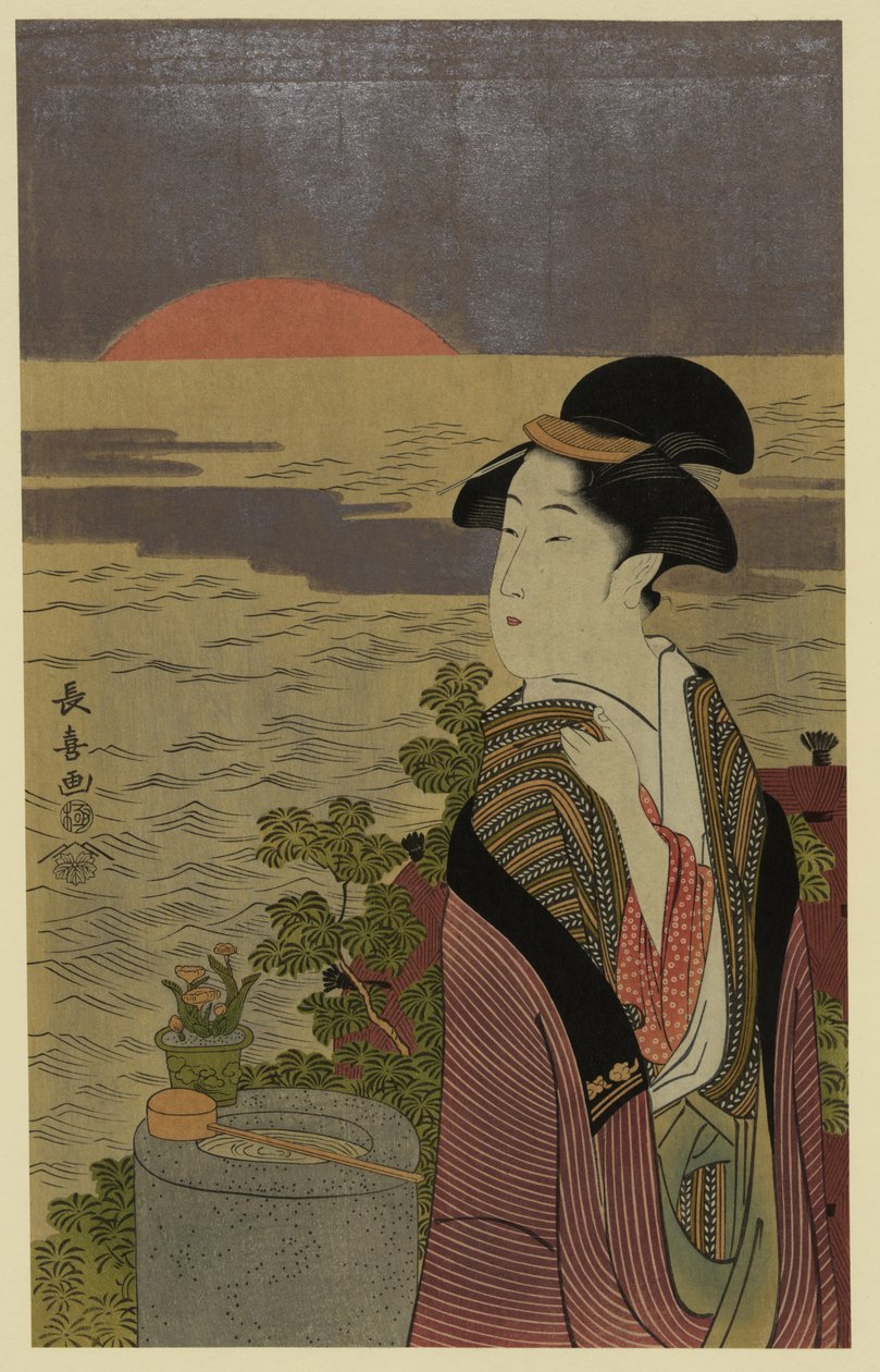 Japanischer ukiyo-e Farbholzschnitt von Eishōsai Chōki