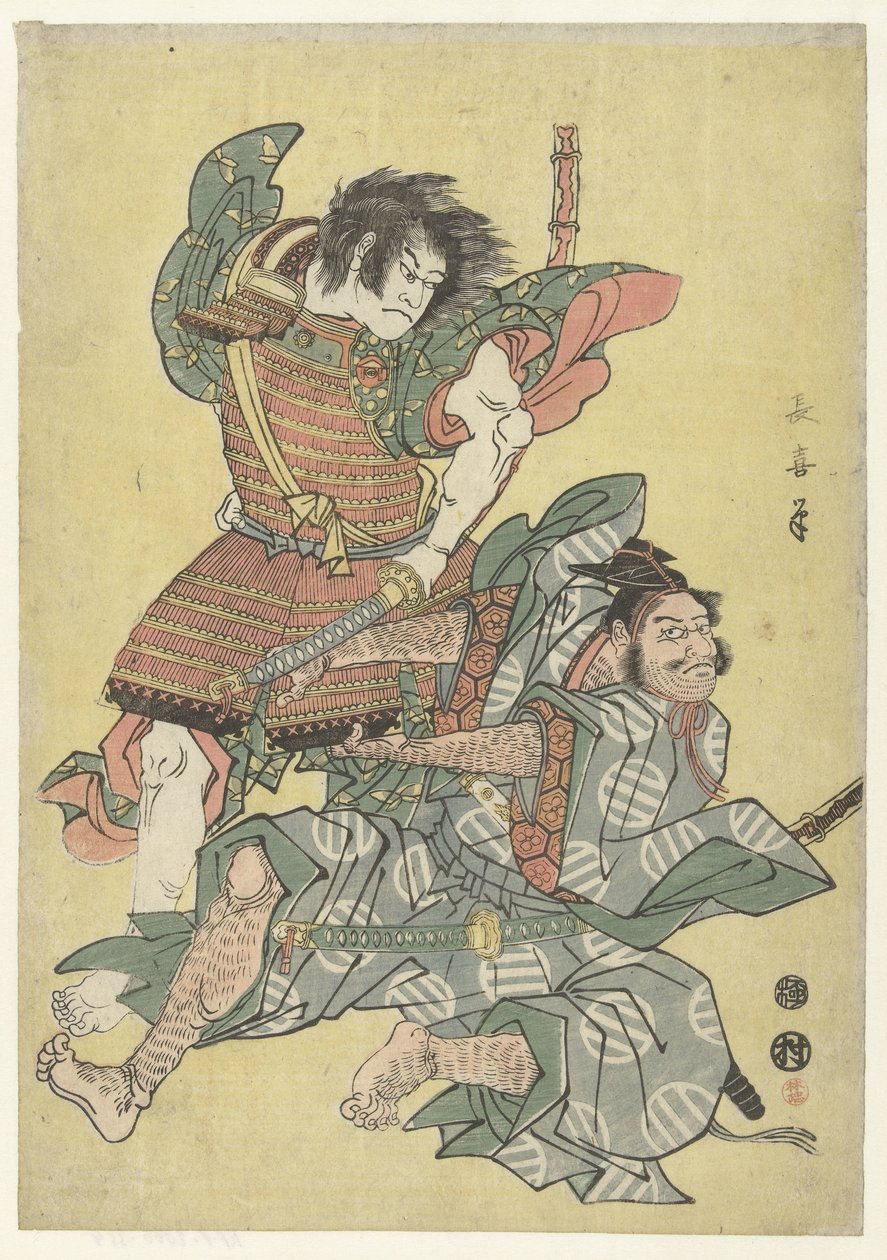 Asahina no Saburo im Kampf mit Soga no Goro von Eishōsai Chōki