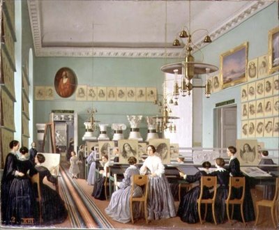 Innenansicht der Frauenabteilung der Zeichenschule St. Petersburg von Ekaterina Nikolaevna Khilova