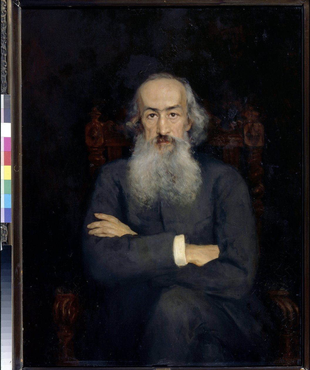 Porträt des Historikers Konstantin Bestuschew-Rjumin (1829-1897) - Gemälde von Ekaterina Sergeevna Zarudnaya Kavos (1862-1918), Öl auf Leinwand (101x79 cm) von Ekaterina Sergeevna Zarudnaya Kavos