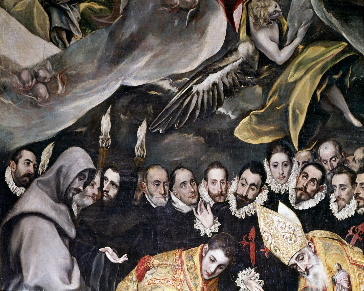 Das Begräbnis des Grafen Orgaz, aus einer Legende von 1323, Detail, 1586-88 von El Greco