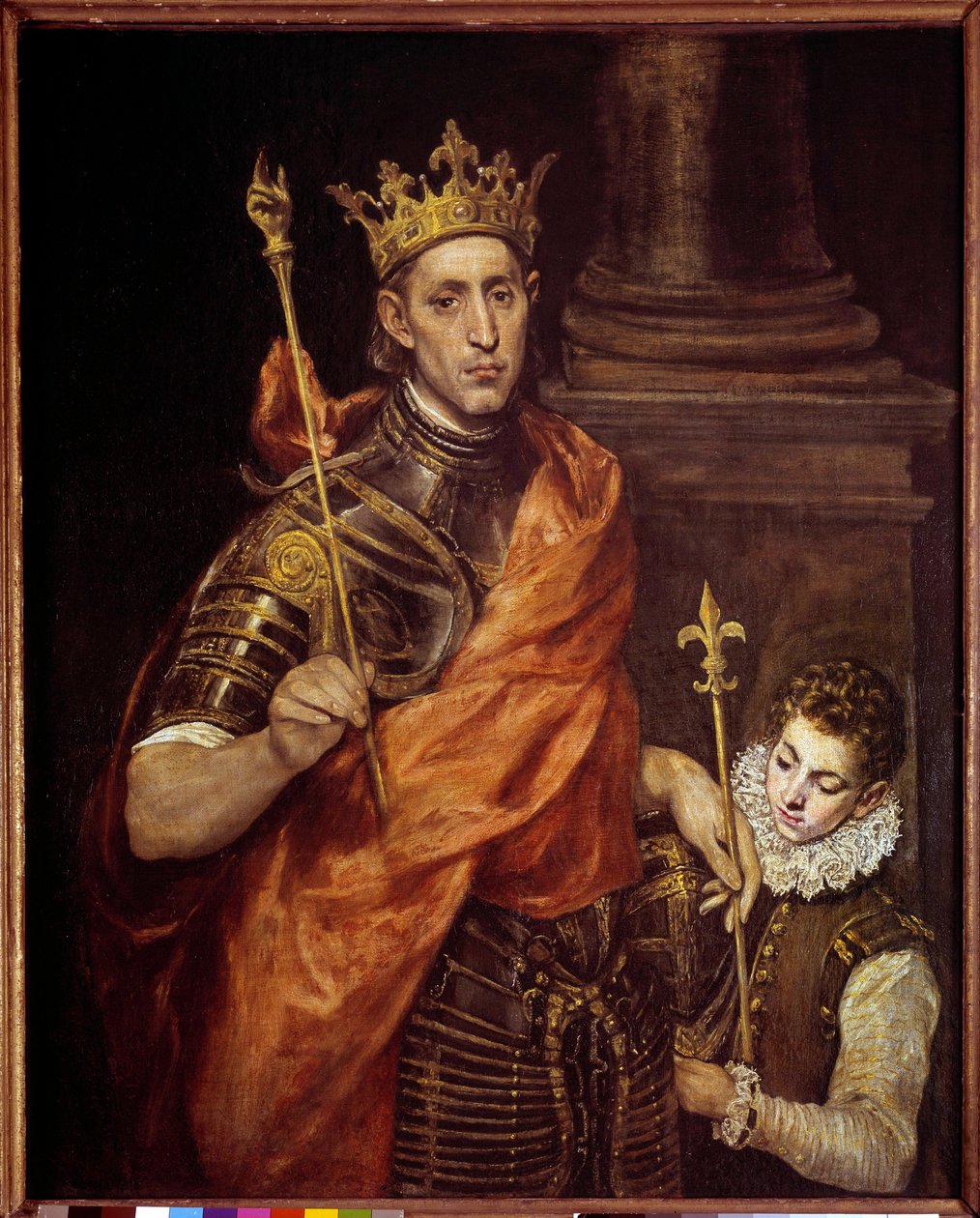 Porträt von Saint Louis (Louis IX) mit einem Pagen (1214-1270). Gemälde von Domenikos Theotokopoulos genannt El Greco von El Greco