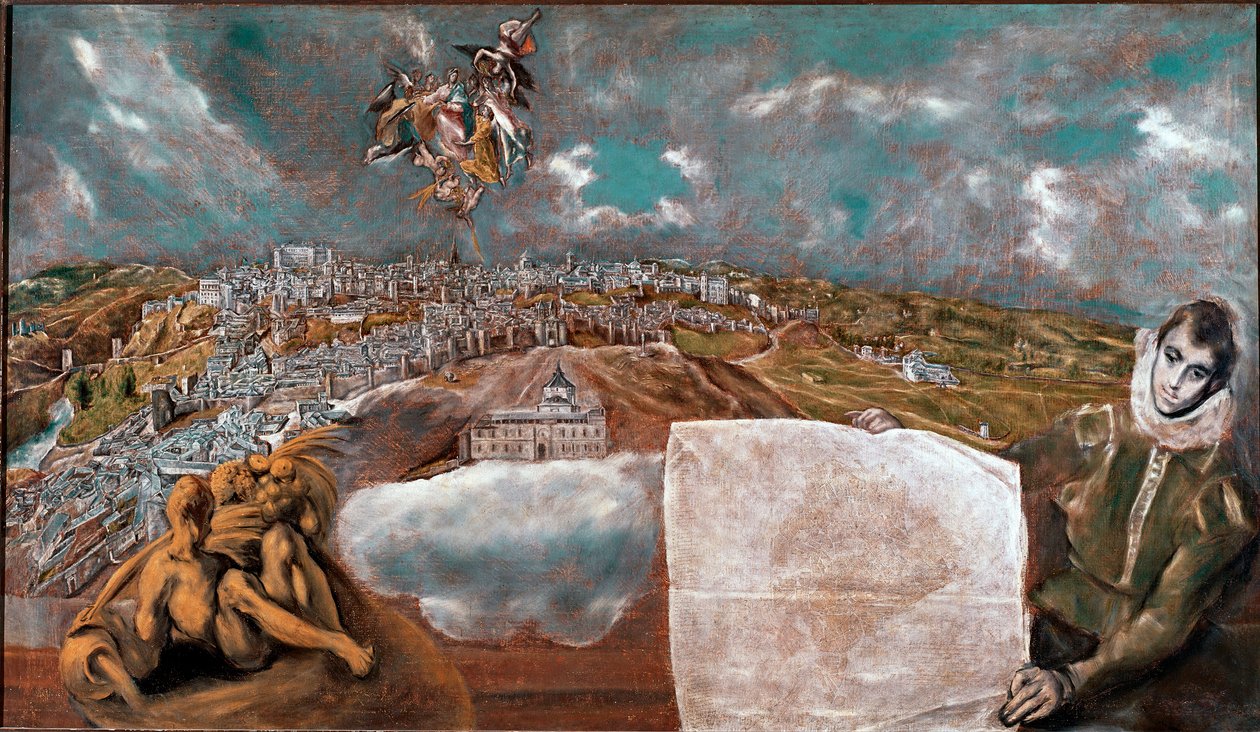 Ansicht der Stadt Toledo (Toledo) in Spanien und der Ebene unten rechts. Gemälde von Domenikos Theotokopoulos dit El Greco (1541-1614) 1608-1614. Toledo, Museum von El Greco von El Greco