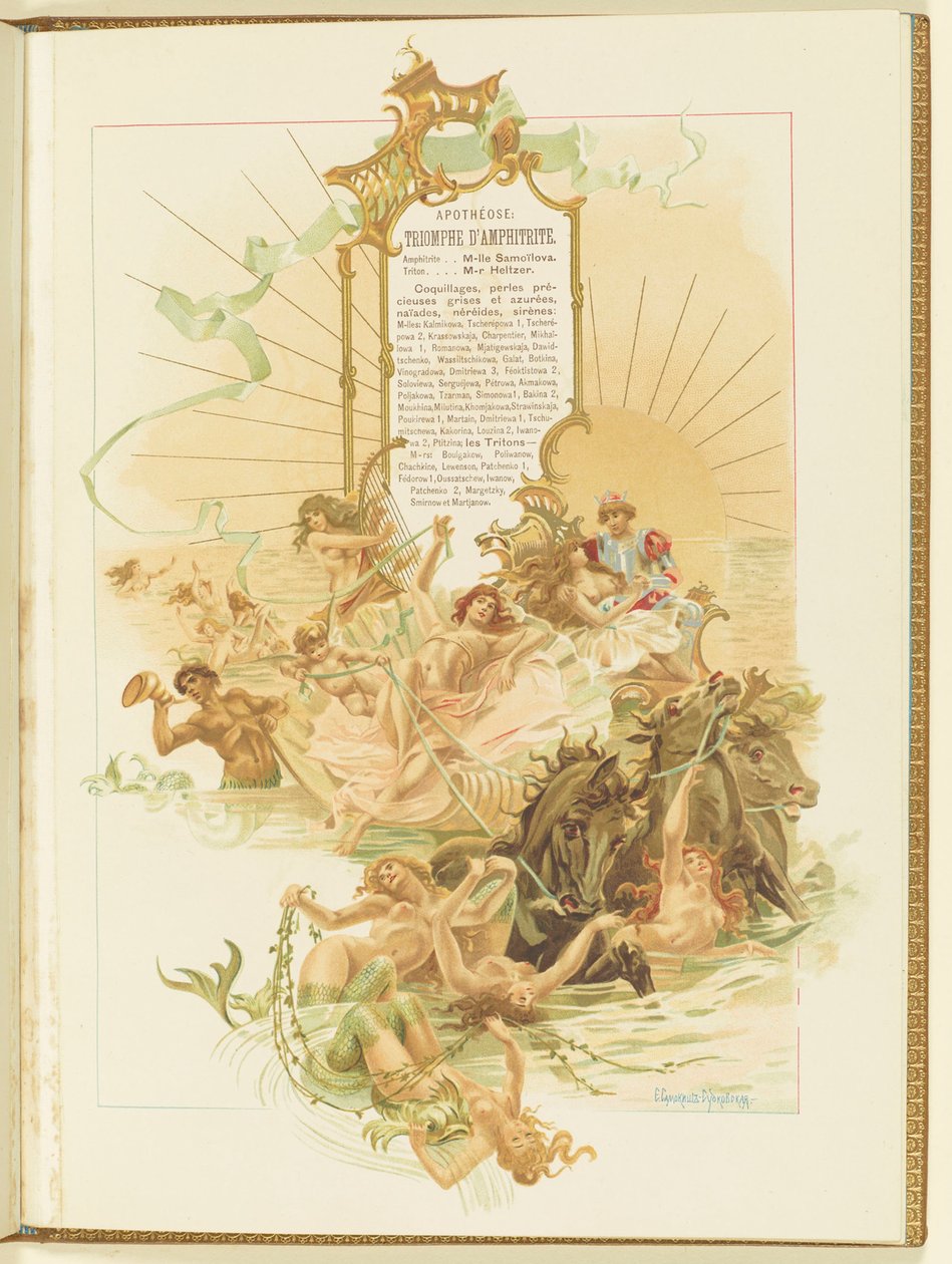 Programm für das Ballett La Perle von Marius Petipa und Riccardo Drigo, 1896 von Elena Petrovna Samokish-Sudkovskaya