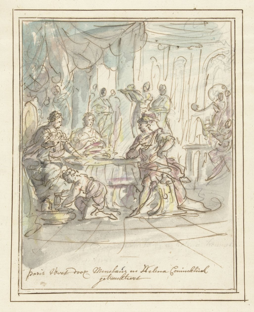 Paris empfangen von Menelaos und Helena von Elias van Nijmegen