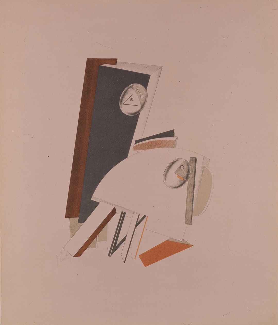Die Feiglinge. Figur für die Oper Sieg über die Sonne von A. Kruchenych, 1920-1921 von Eliezer Markowich Lissitzky