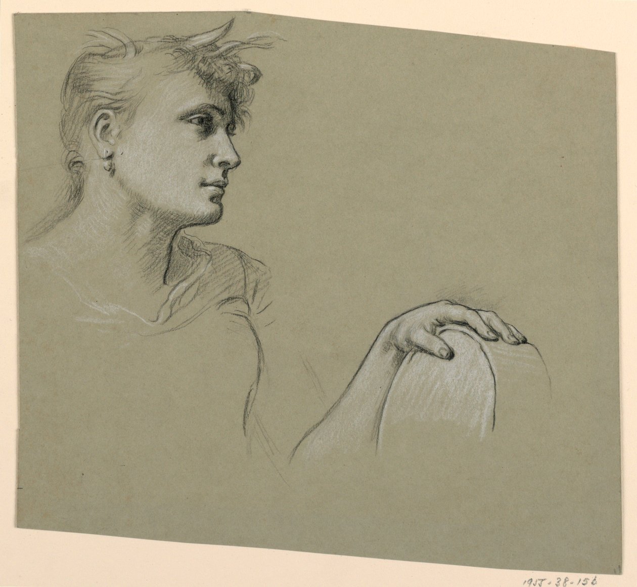 Studie des Profils und der linken Hand einer Frau, ca. 1885 von Elihu Vedder