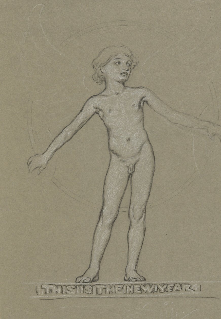 Studie für geflügelte Jugend (Das neue Jahr) von Elihu Vedder