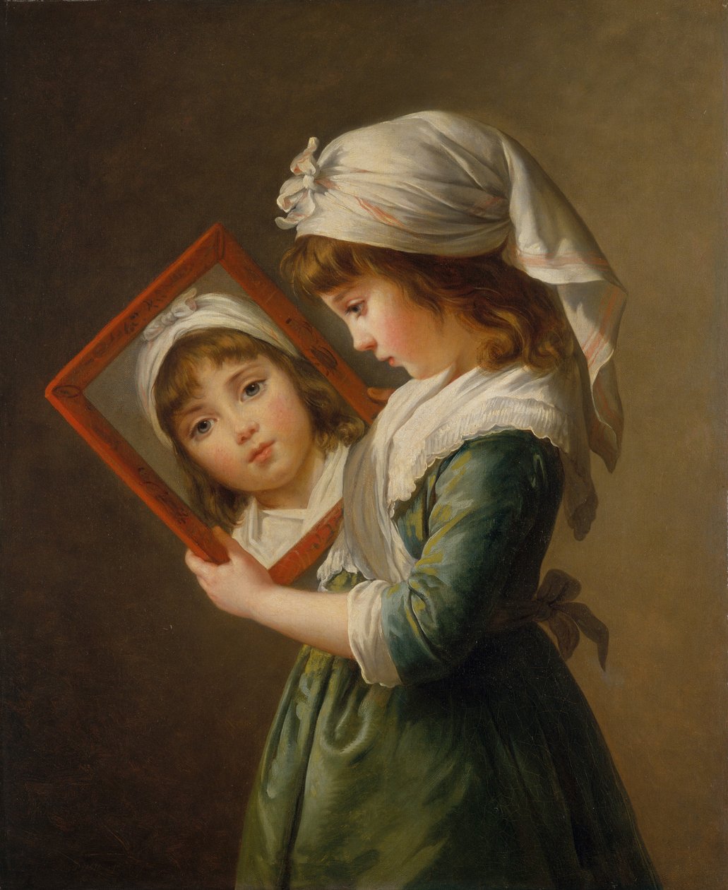 Julie Le Brun schaut in einen Spiegel von Elisabeth Louise Vigee Lebrun