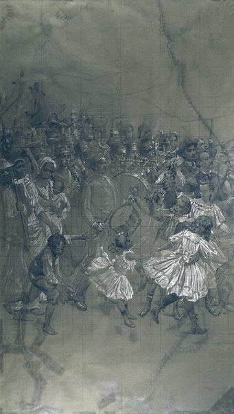 Musikband - Cartoon für den Transfer des großen Vorhangs des Stadttheaters von Rio de Janeiro von Eliseu Visconti