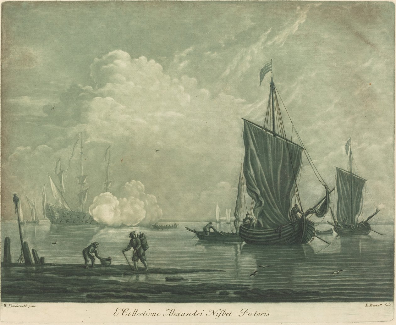 Schifffahrtsszene aus der Sammlung von Alexander Nisbit von Elisha Kirkall