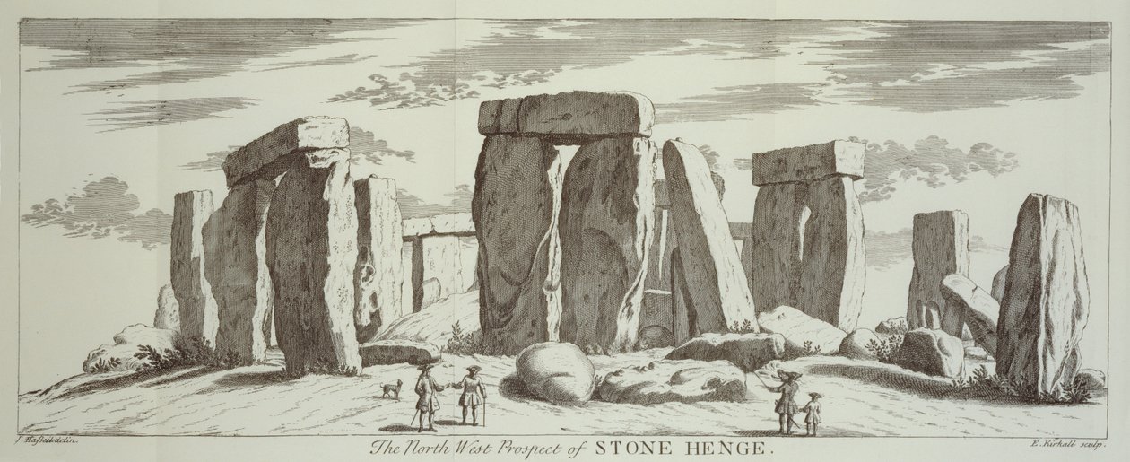 Die Nordwestansicht von Stonehenge, 1725 von Elisha Kirkall