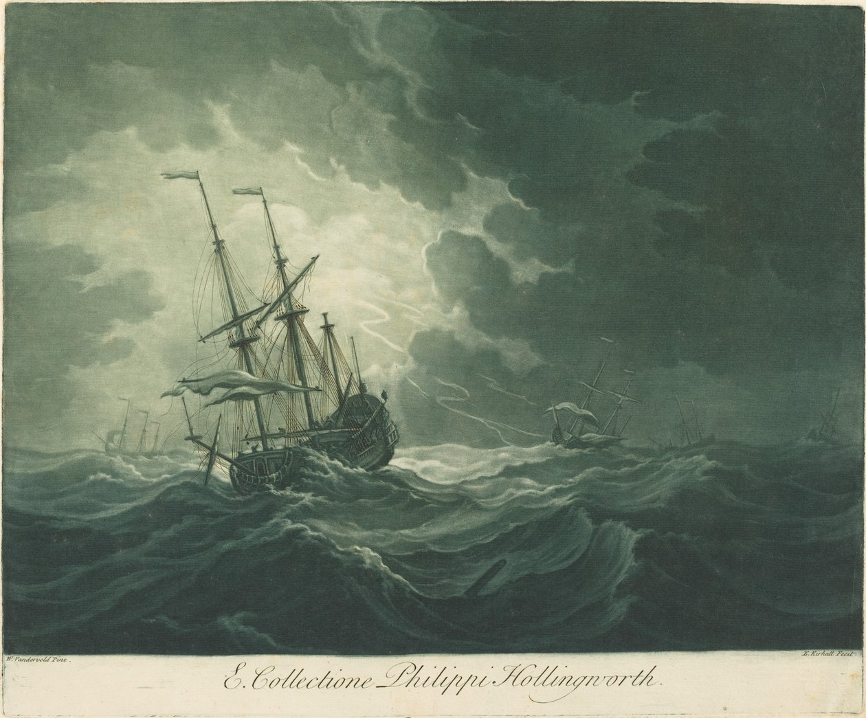 Schiffsszene aus der Sammlung von Philip Hollingworth von Elisha Kirkall after Willem van de Velde the Elder