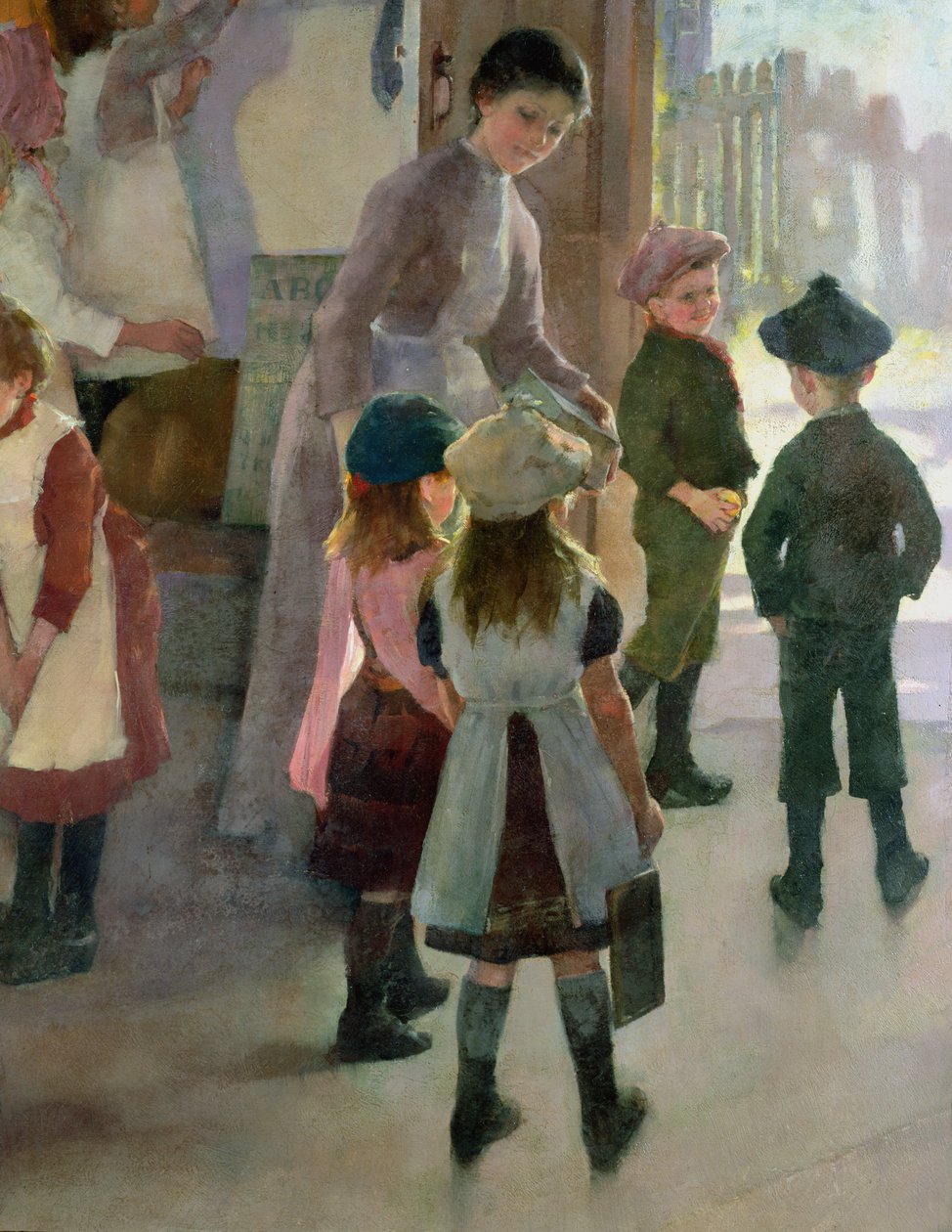 Schule ist aus, 1889 (Detail) von Elizabeth Adela Stanhope Forbes