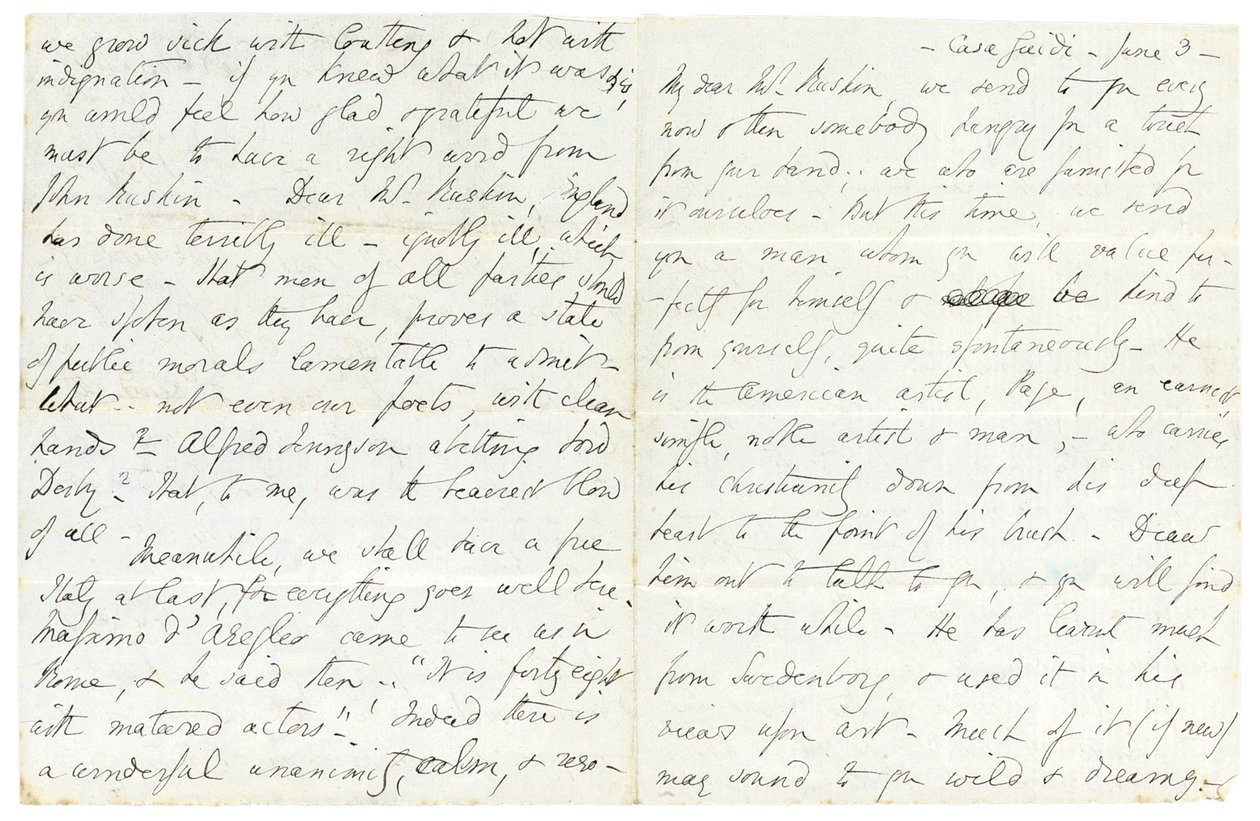 Autographenbrief an John Ruskin, Casa Giudi, Florenz, 3. Juni 1859 von Elizabeth Browning