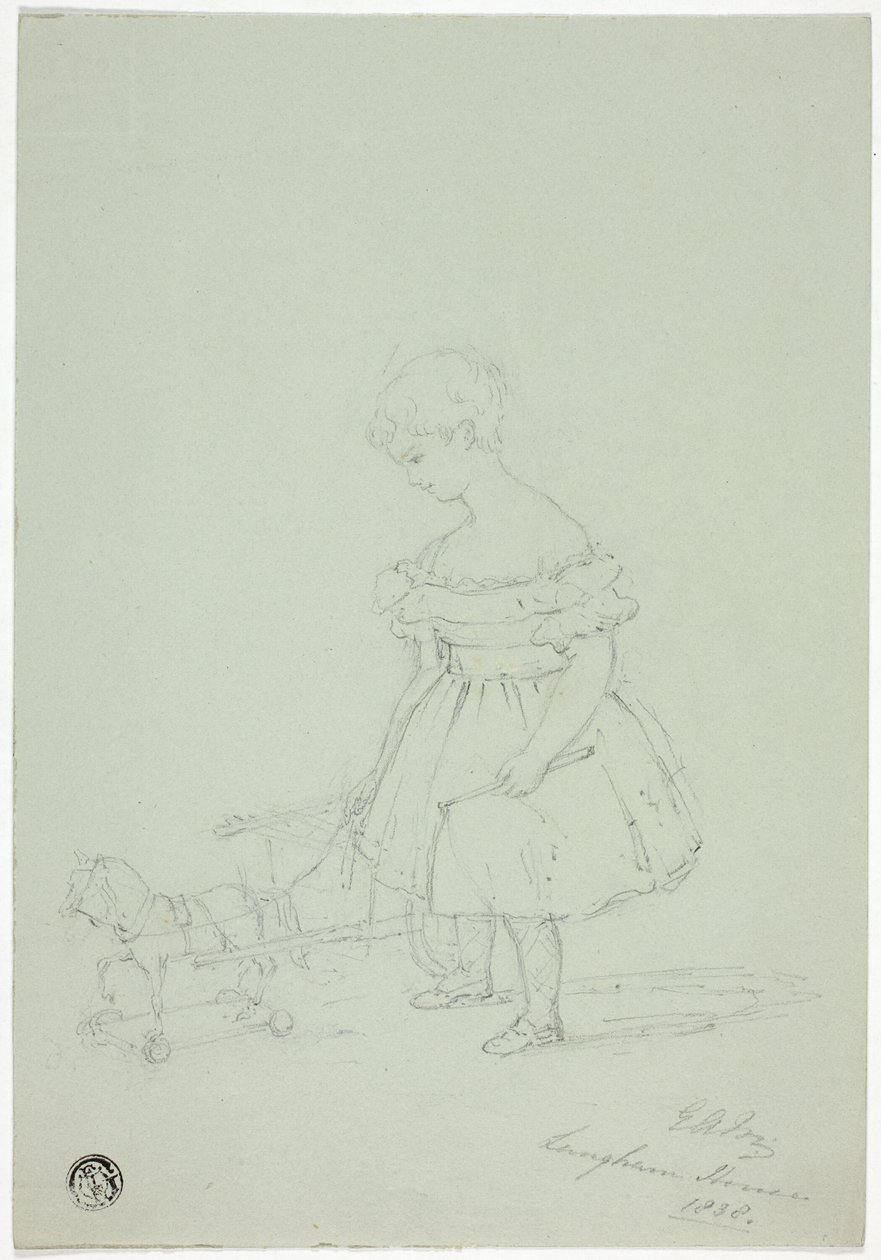 Mädchen mit Spielzeugpferd im Langham House von Elizabeth Murray