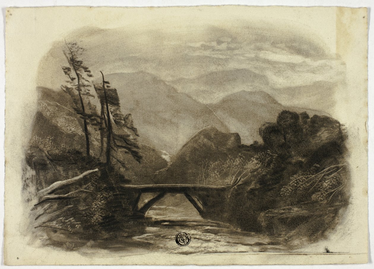 Bergbach mit kleiner Brücke II von Elizabeth Murray