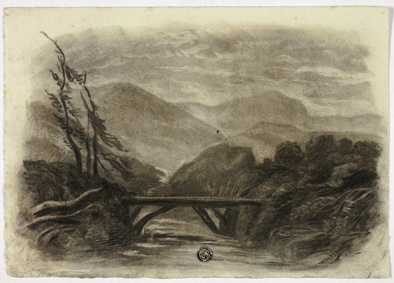 Bergbach mit kleiner Brücke I von Elizabeth Murray